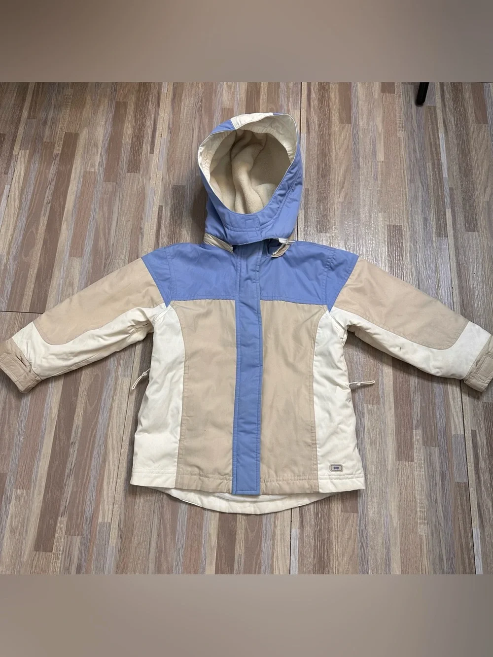 GAP Kids Colorblock Hooded Ski Jacket in Beige, Cream & Light Blue Youth XS (4)